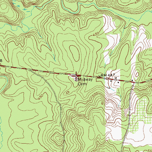 Topographic Map of Midway Cemetery, GA