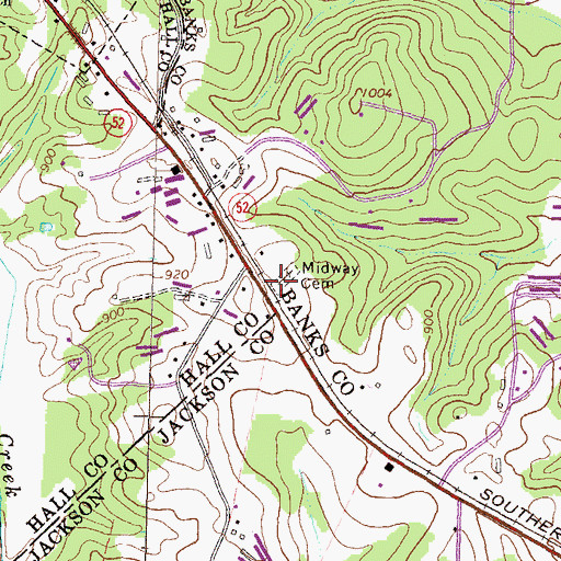 Topographic Map of Midway Cemetery, GA