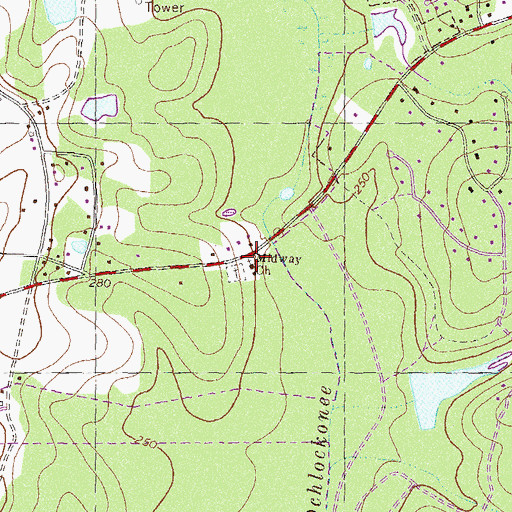 Topographic Map of Midway Church, GA