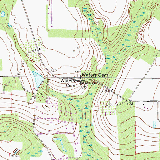 Topographic Map of Midway Church, GA