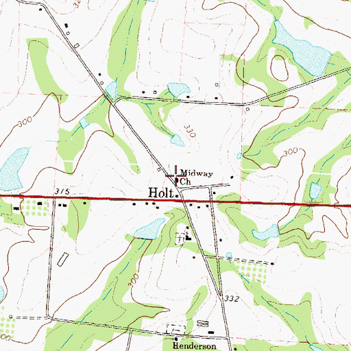 Topographic Map of Midway Church, GA