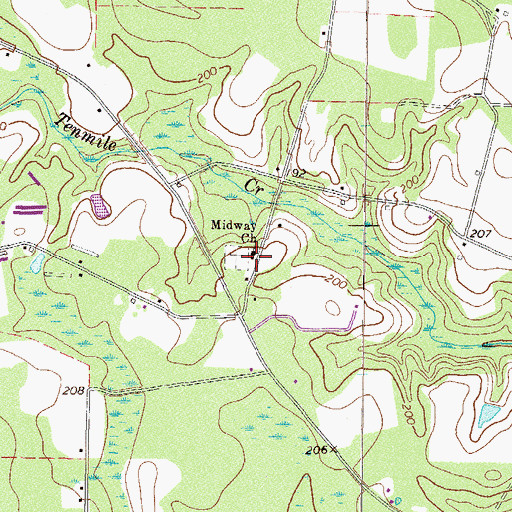 Topographic Map of Midway Missionary Baptist Church, GA