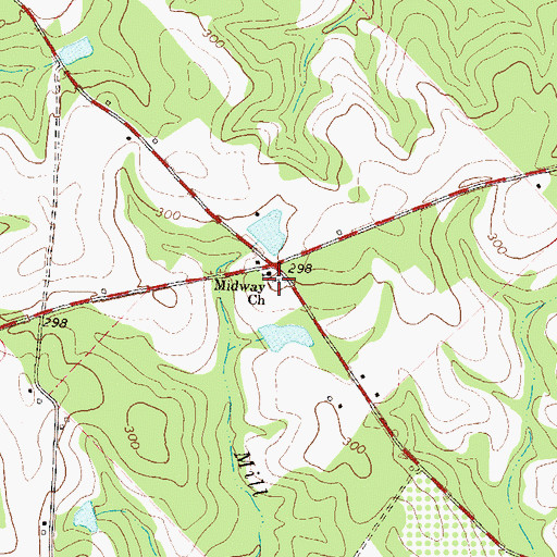 Topographic Map of Midway Church, GA