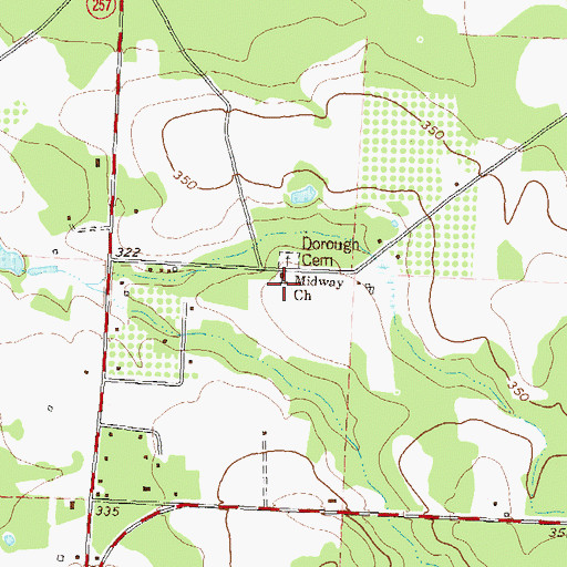 Topographic Map of Midway Church, GA