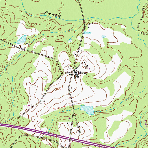 Topographic Map of Midway Church, GA