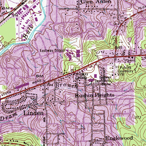 Topographic Map of Midway Church, GA