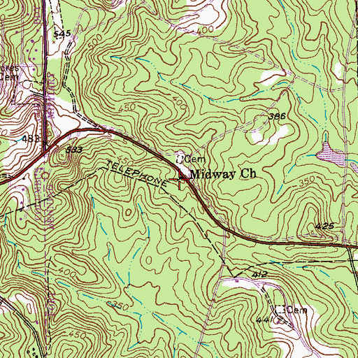 Topographic Map of Midway Church, GA