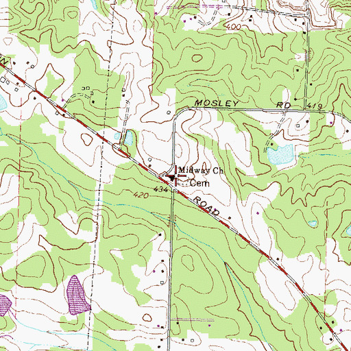 Topographic Map of Midway Church, GA