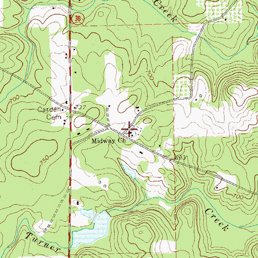 Topographic Map of Midway Church, GA