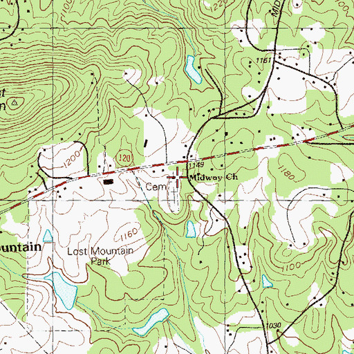 Topographic Map of Midway Church, GA