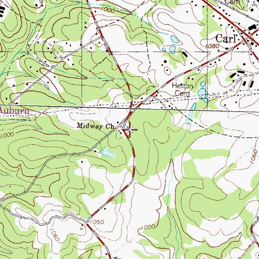 Topographic Map of Midway Church, GA