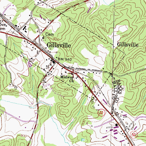 Topographic Map of Midway Church, GA