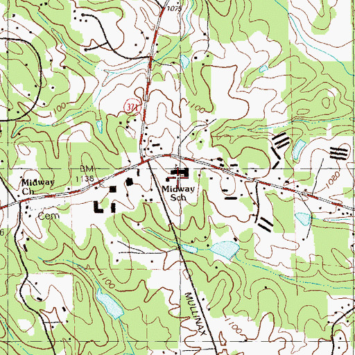 Topographic Map of Midway Elementary School, GA