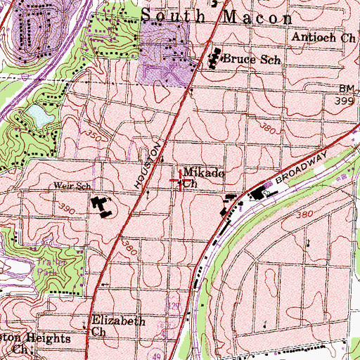 Topographic Map of Mikado Church, GA