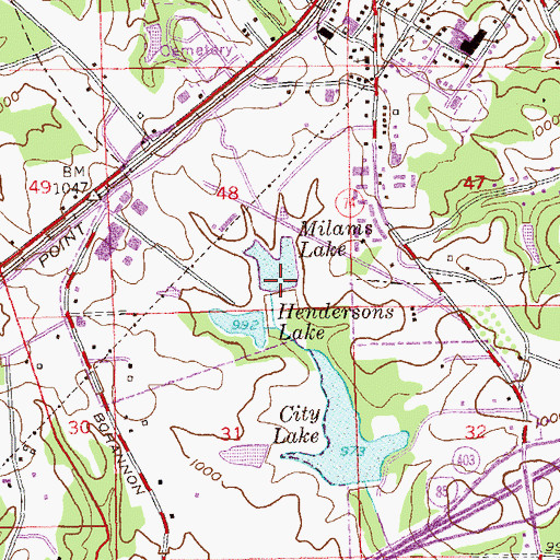 Topographic Map of Milams Lake, GA