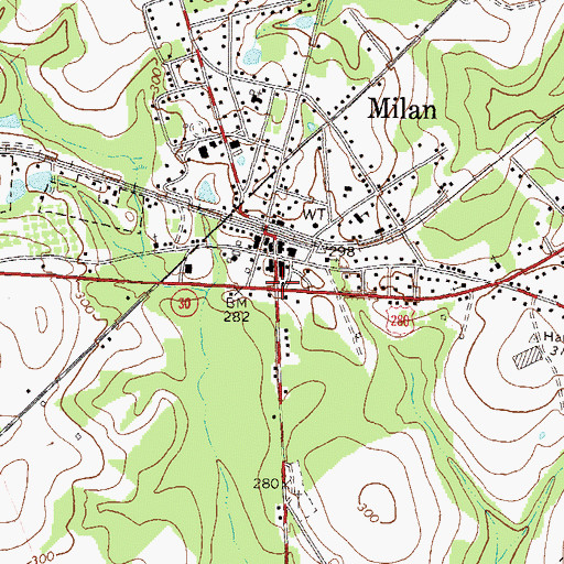 Topographic Map of Milan, GA