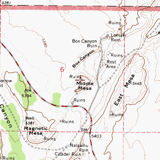 Topographic Map of Middle Mesa, AZ