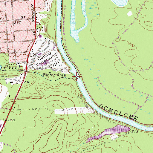 Topographic Map of Mile Creek, GA