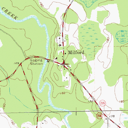 Topographic Map of Milford, GA
