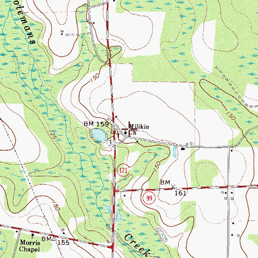 Topographic Map of Milikin United Methodist Church, GA