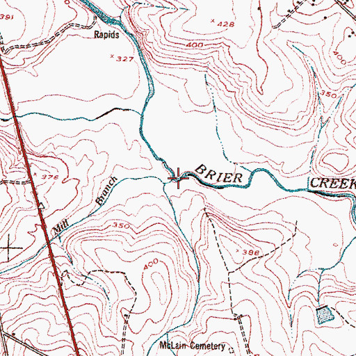 Topographic Map of Mill Branch, GA