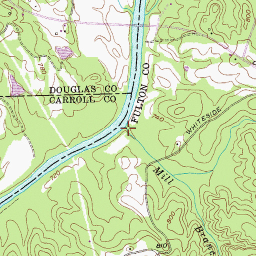 Topographic Map of Mill Branch, GA