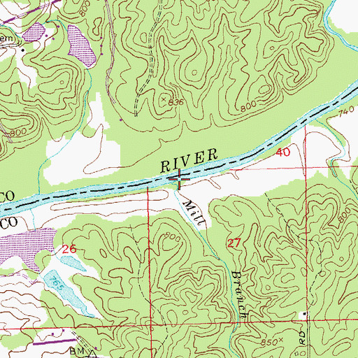 Topographic Map of Mill Branch, GA