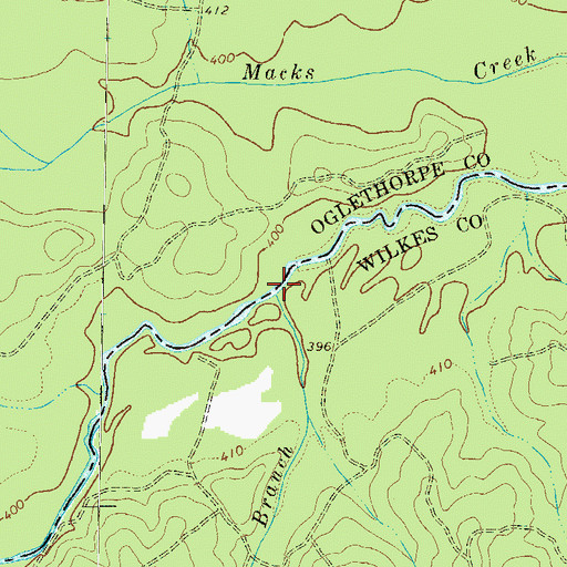 Topographic Map of Mill Branch, GA
