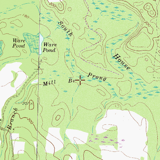 Topographic Map of Mill Branch, GA