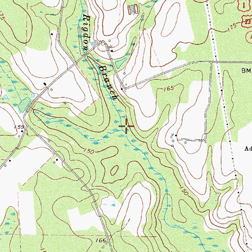 Topographic Map of Mill Branch, GA
