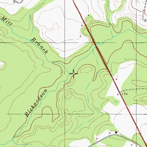Topographic Map of Mill Branch, GA