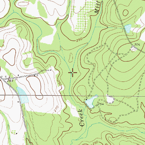Topographic Map of Mill Creek, GA