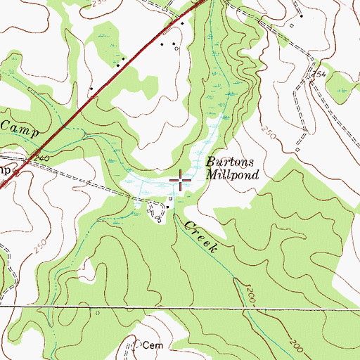 Topographic Map of Mill Creek, GA