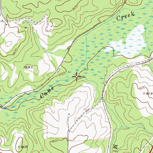 Topographic Map of Mill Creek, GA