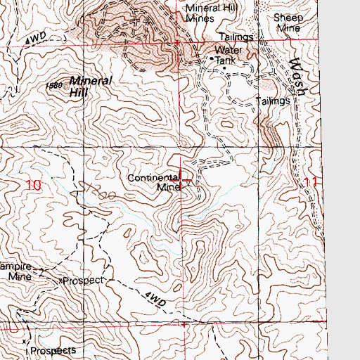 Topographic Map of Continental Mine, AZ