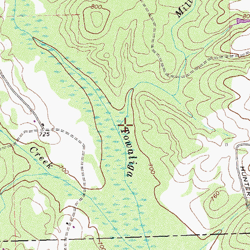 Topographic Map of Mill Creek, GA