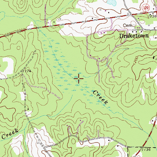 Topographic Map of Mill Creek, GA