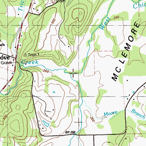 Topographic Map of Mill Creek, GA