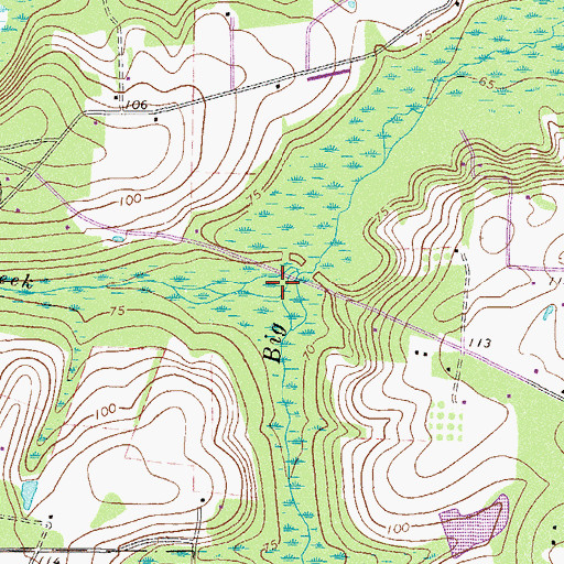 Topographic Map of Mill Creek, GA