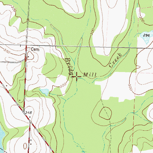 Topographic Map of Mill Creek, GA