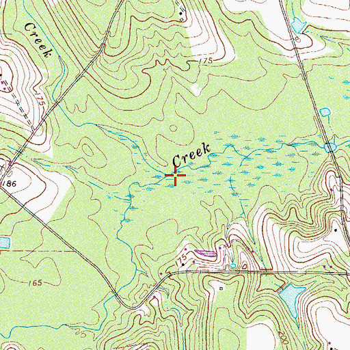 Topographic Map of Mill Creek, GA