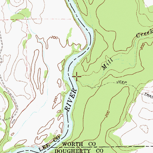 Topographic Map of Mill Creek, GA
