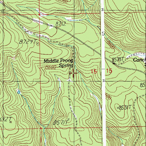Topographic Map of Middle Prong Spring, AZ