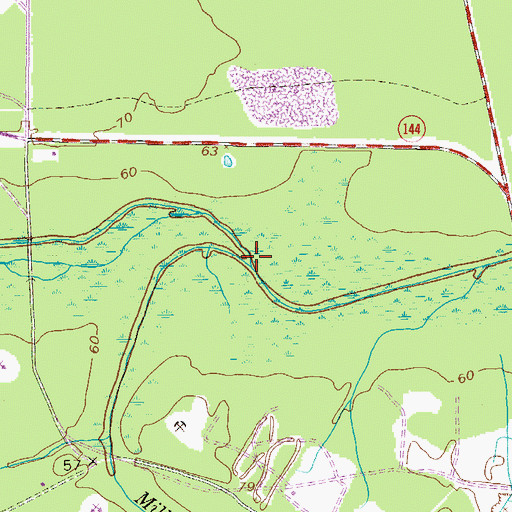 Topographic Map of Mill Creek, GA