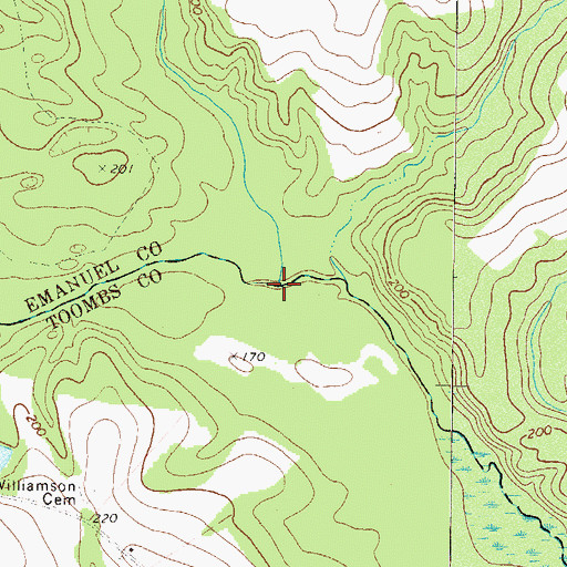 Topographic Map of Mill Creek, GA