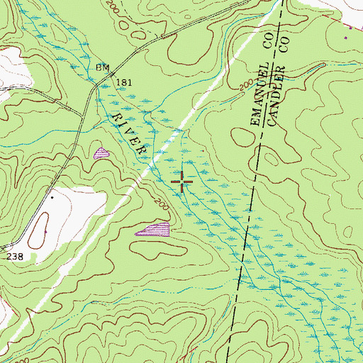 Topographic Map of Mill Creek, GA