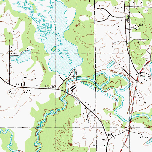 Topographic Map of Mill Creek, GA