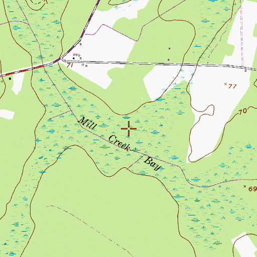Topographic Map of Mill Creek Bay, GA