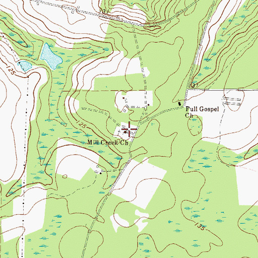 Topographic Map of Mill Creek Church, GA