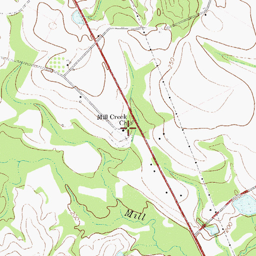 Topographic Map of Mill Creek Church, GA